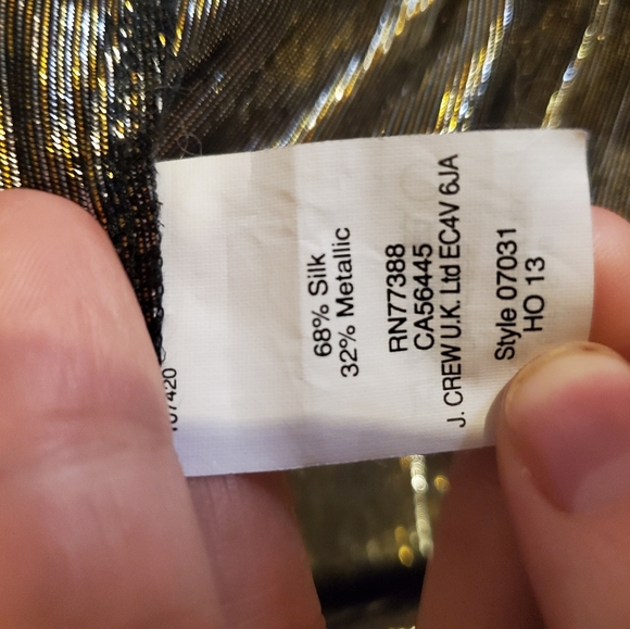 Like New J Crew Gold Silk Metallic Blouse - Picture 7 of 7
